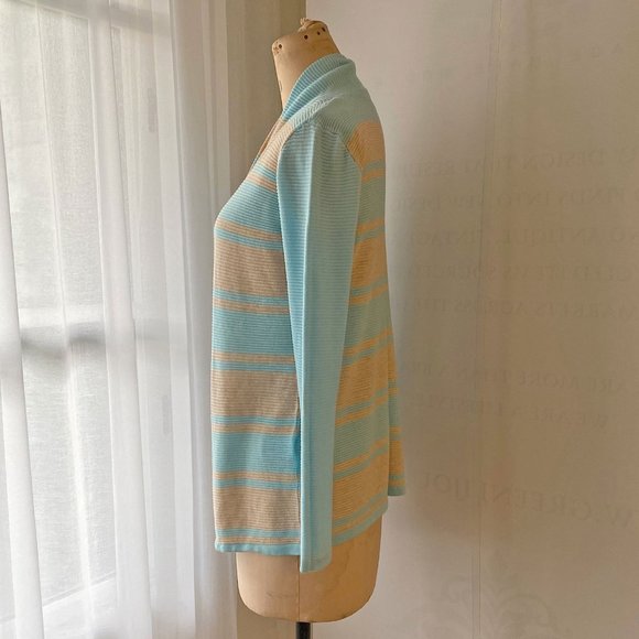 Cyrus light blue and tan striped open cardigan - Picture 8 of 15